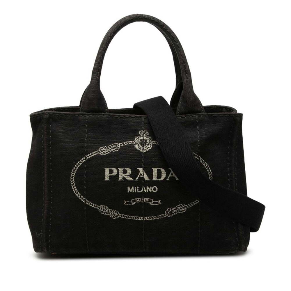PRADA Black Canvas Shoulder Bag
